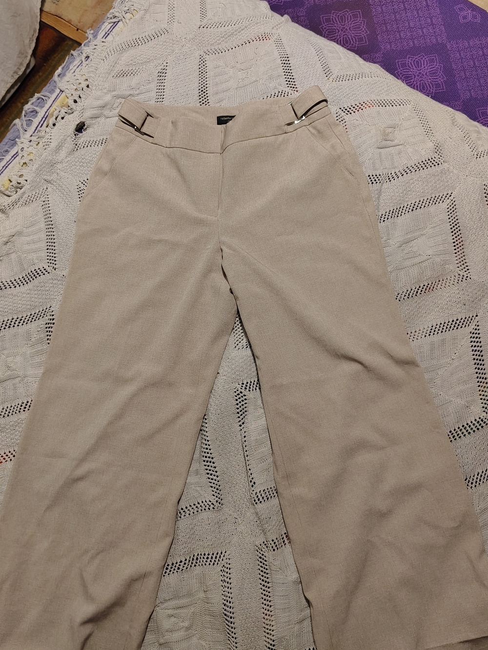 Vintage Rafaella Studio Petite Wide-Leg Pants in Light Beige